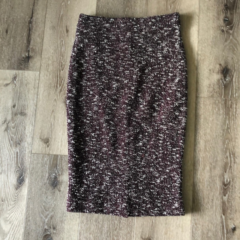 Ann Taylor Burgundy Tweed Pencil Skirt